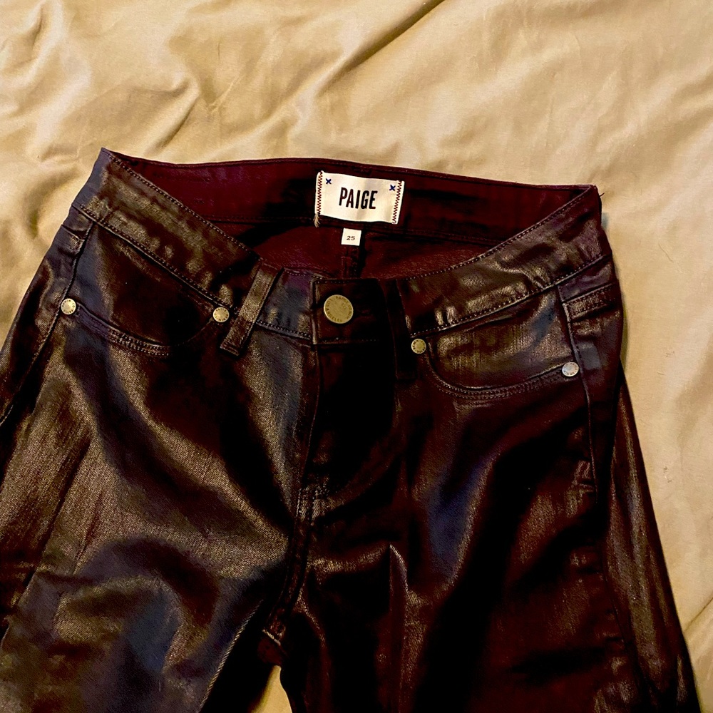PAIGE Plum Waxed Jeans 25 skinny